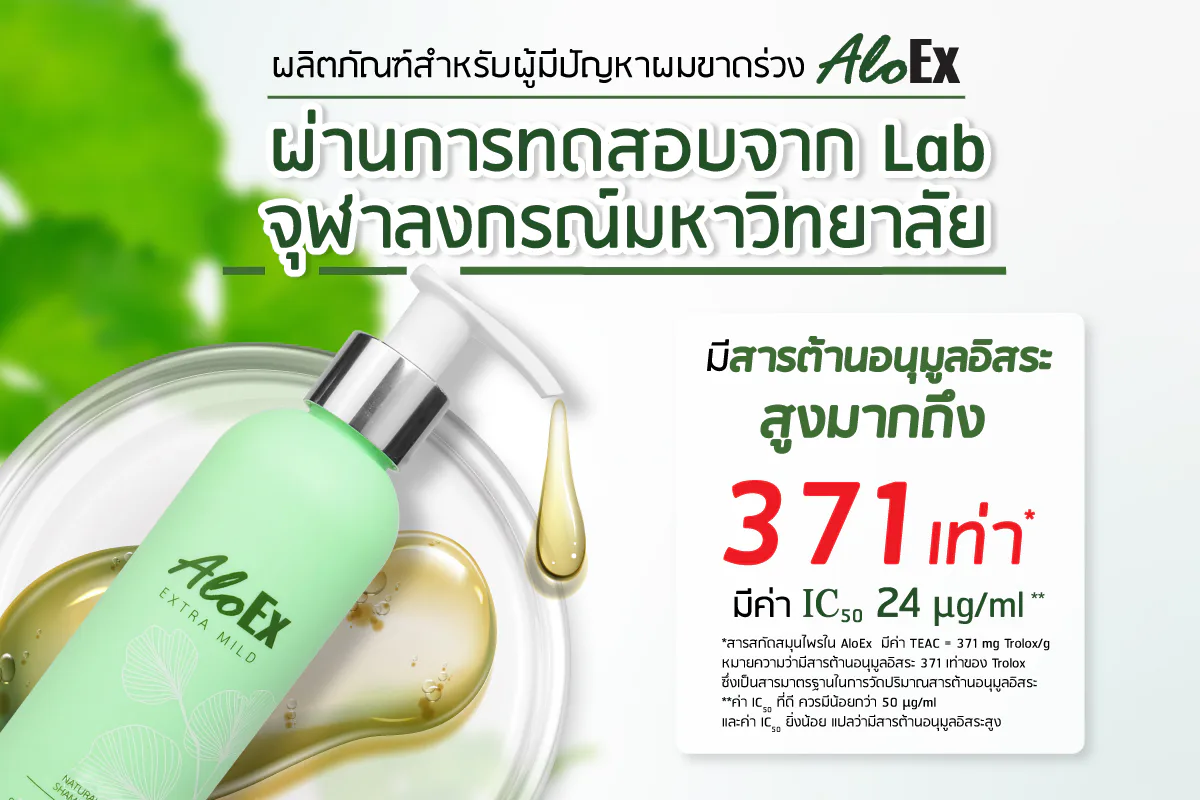 Products for hair-fall concerns — AloEx, tested by the Chulalongkorn University lab