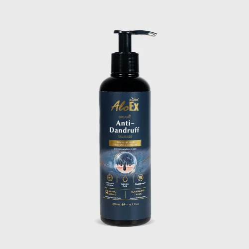 AloEx Organic Anti-Dandruff Shampoo – အော်ဂဲနစ် ပြောင်ဖတ်ကျ ခေါင်းလျှော်ရည်
