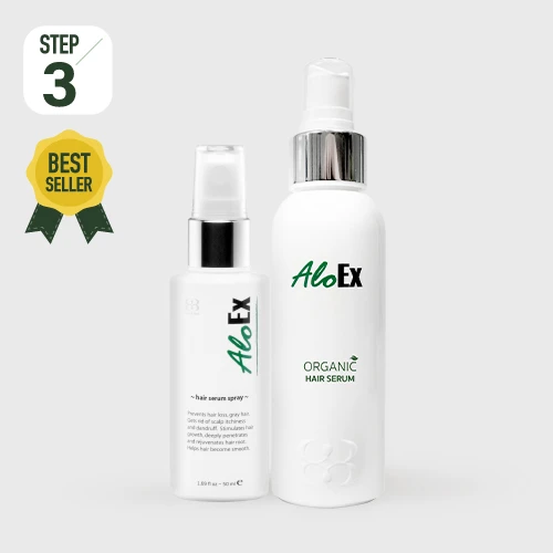 AloEx Hair Serum – ဆေးဖက်ဝင်အပင် ဆေးကြောစရာမလို ဆံပင်စီရမ်
